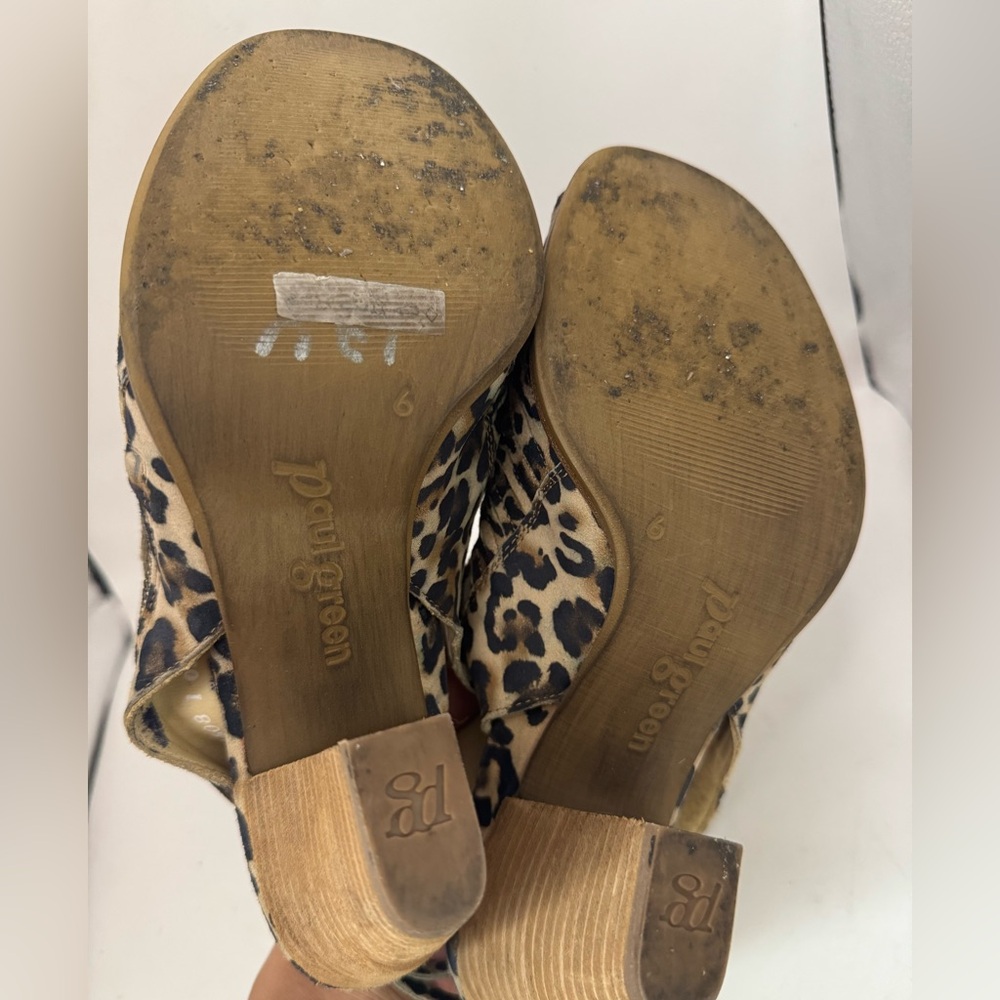 Paul Green US 8.5 Cayanne Cheetah Peep Toe High Heel Block Heels‎ Sandals Boots - Picture 10 of 11
